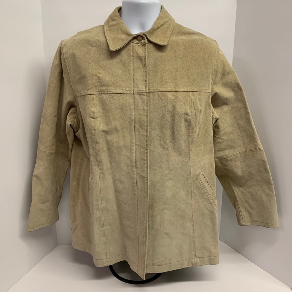 A.M.I. Leather Beige Jacket Size Large